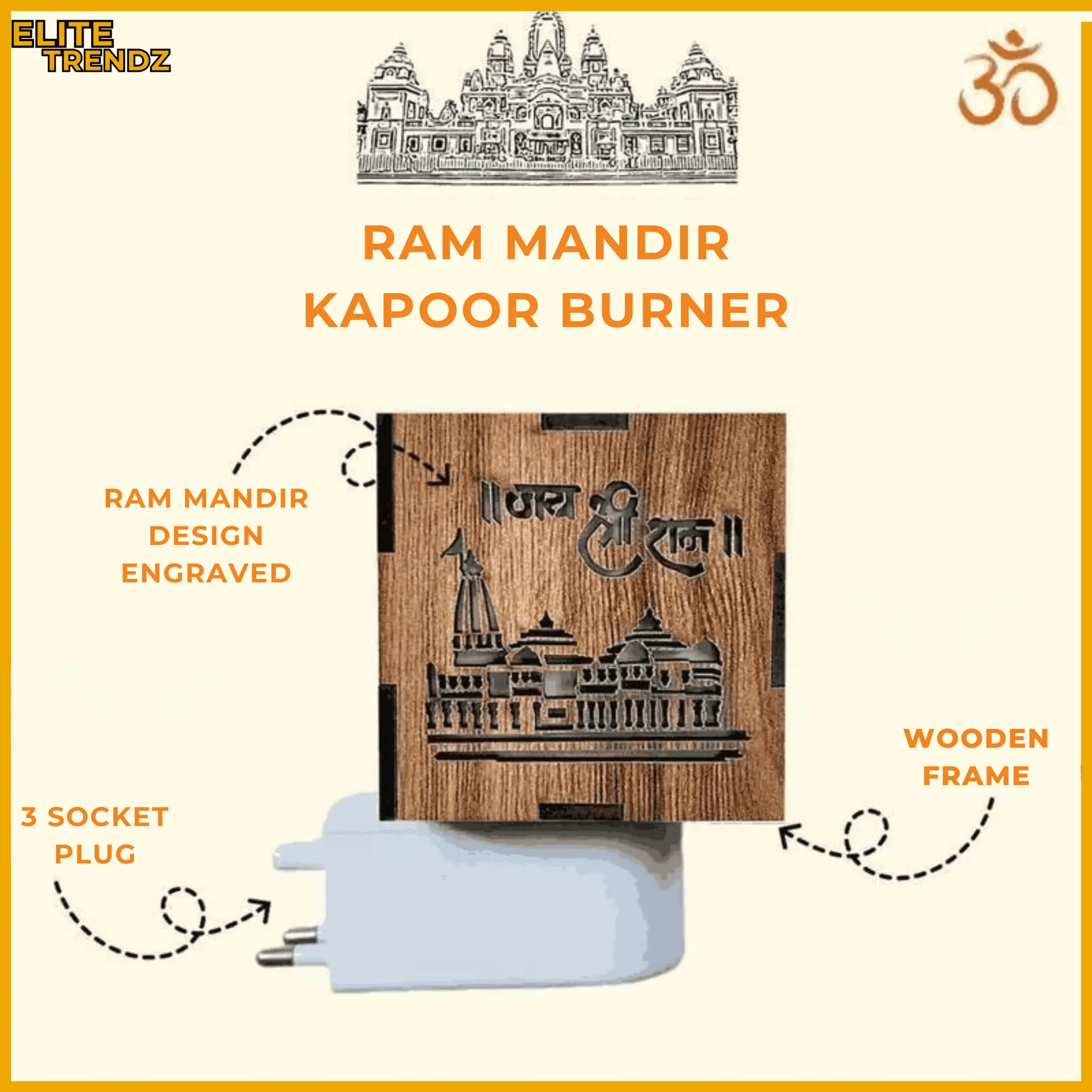 ELITEPRO™ 3-in-1 AYODHYA RAM MANDIR KAPOOR AROMA BURNER & NIGHT LAMP - Image 2