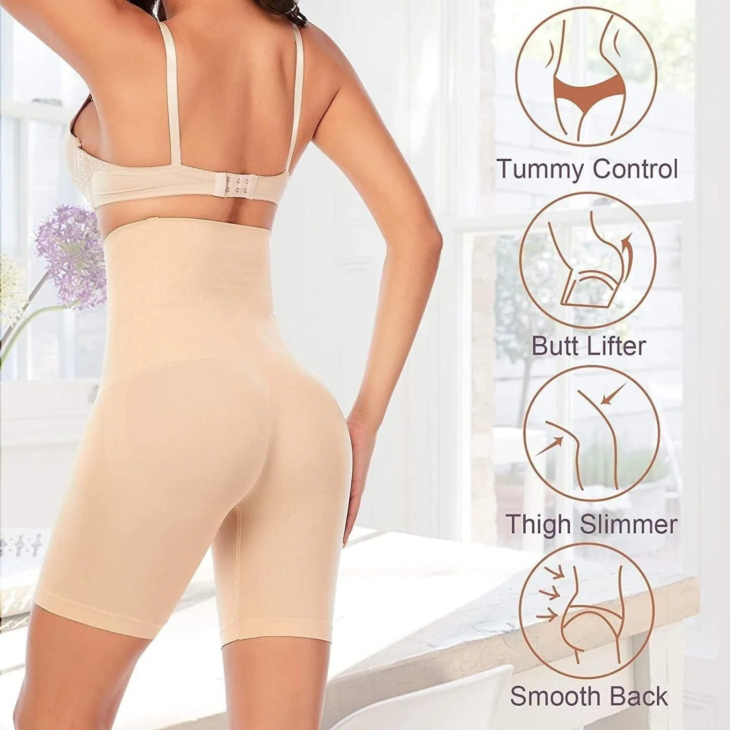 4-in-1 Shaper - Quick Slim Shape Wear Tummy, Back, Thighs, Hips - Black/Efffective Seamless Tummy Tucker - Image 3