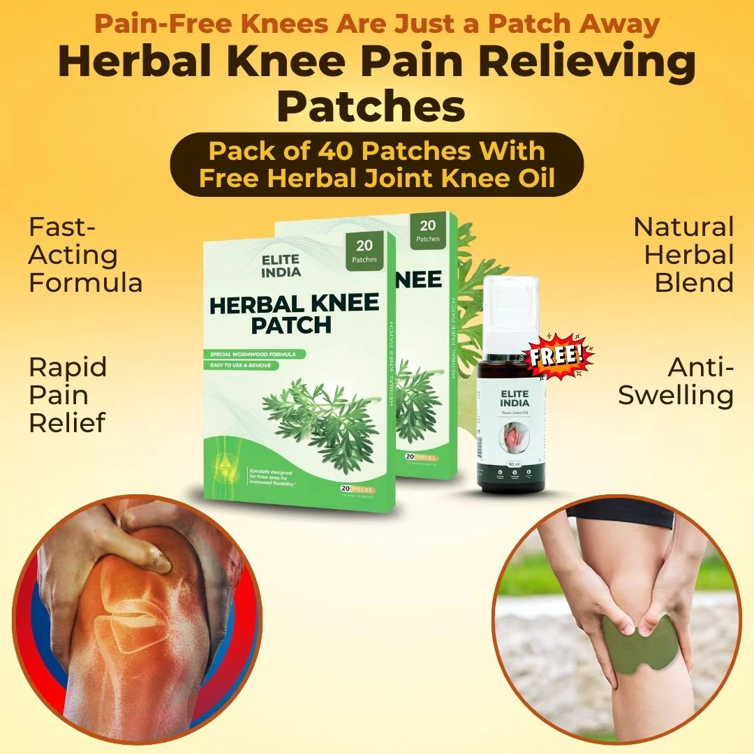 Certified Herbal Knee Pain Relieving Patches With FREE Herbal Joint Knee Oil - Image 2