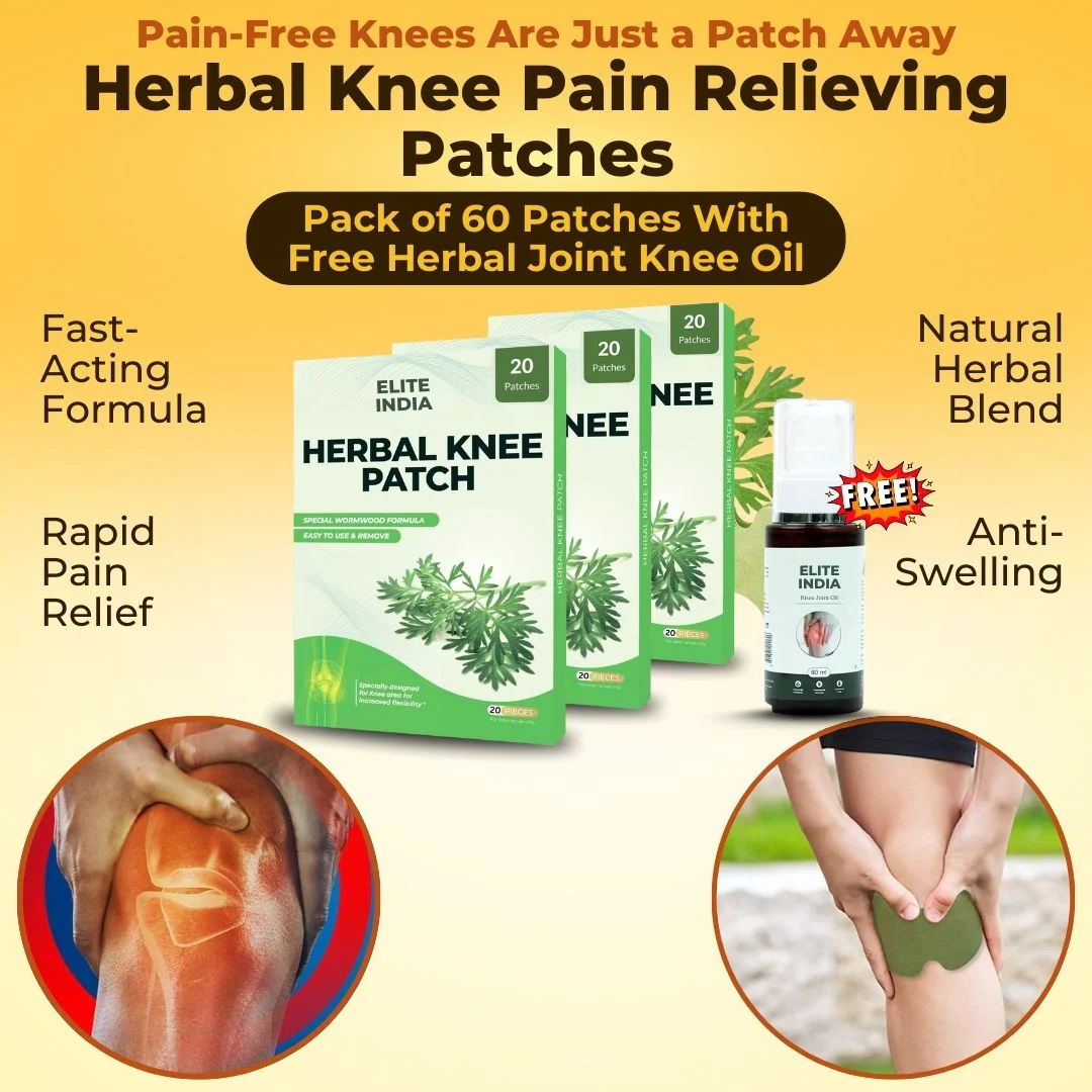 Certified Herbal Knee Pain Relieving Patches With FREE Herbal Joint Knee Oil - Image 3