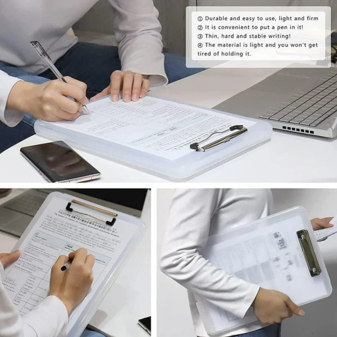 Clipboard Paper Holder Storage Writing Pad with Storage Plastic Clipboard Ideal for Office, Nurse, Students, Teachers, Sales - Image 14