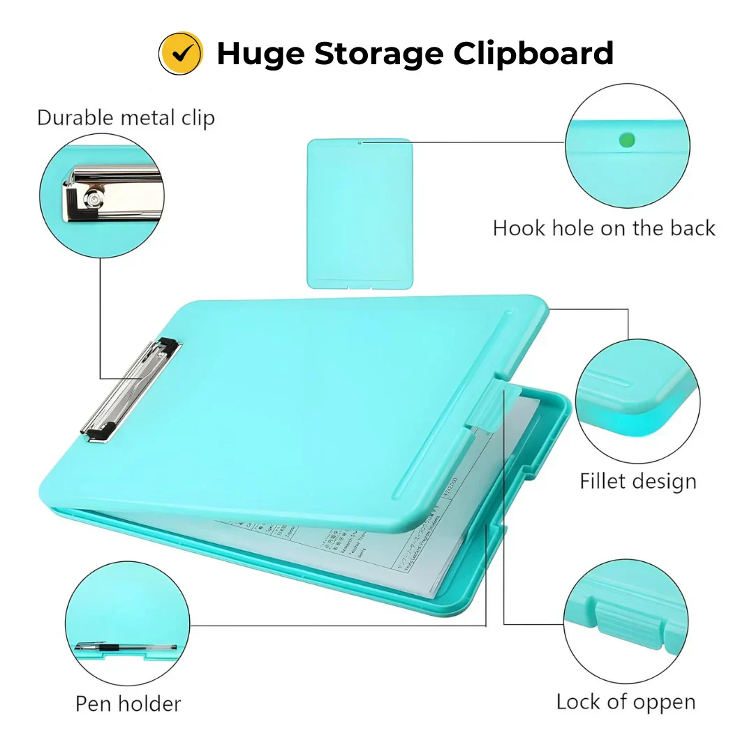 Clipboard Paper Holder Storage Writing Pad with Storage Plastic Clipboard Ideal for Office, Nurse, Students, Teachers, Sales - Image 3