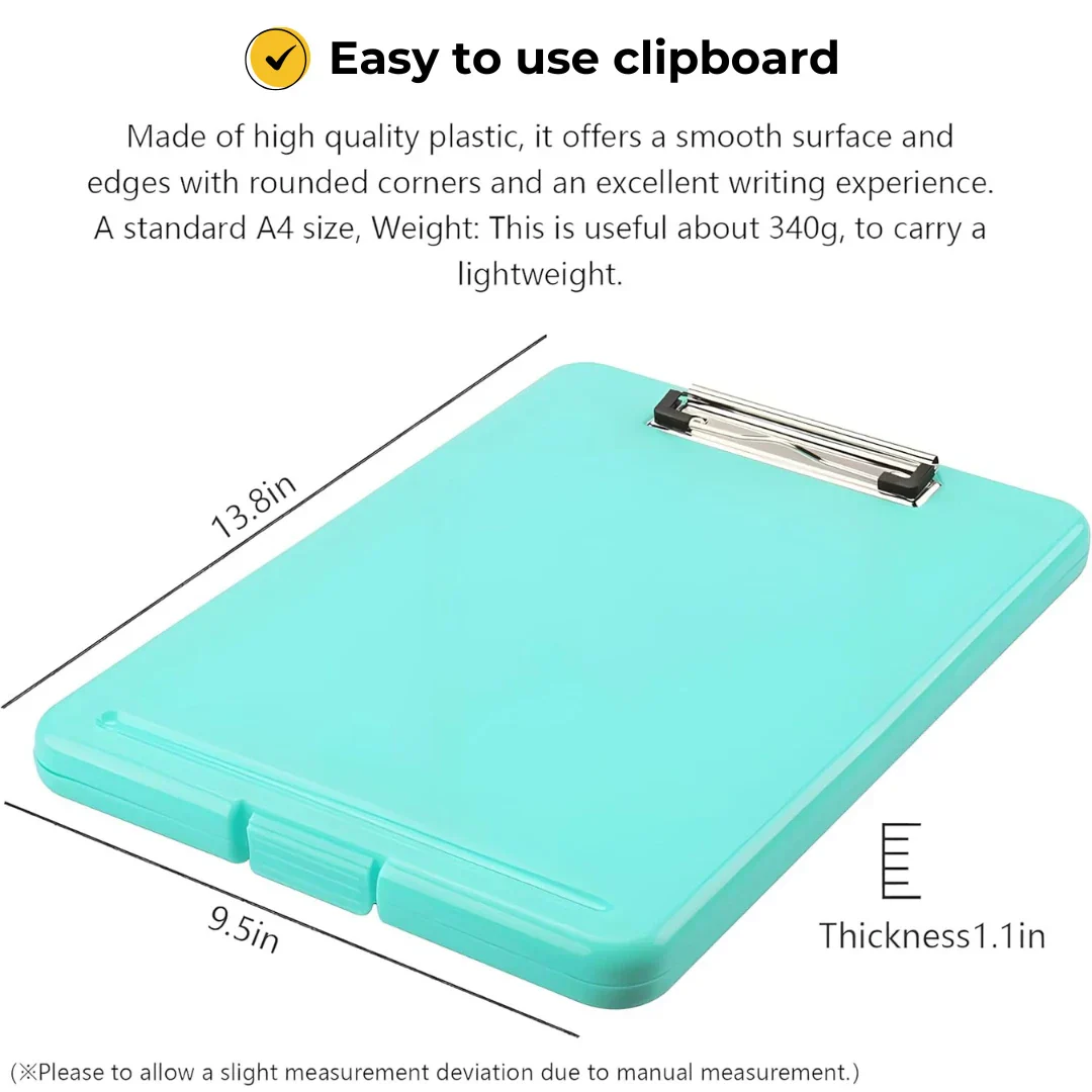 Clipboard Paper Holder Storage Writing Pad with Storage Plastic Clipboard Ideal for Office, Nurse, Students, Teachers, Sales - Image 4