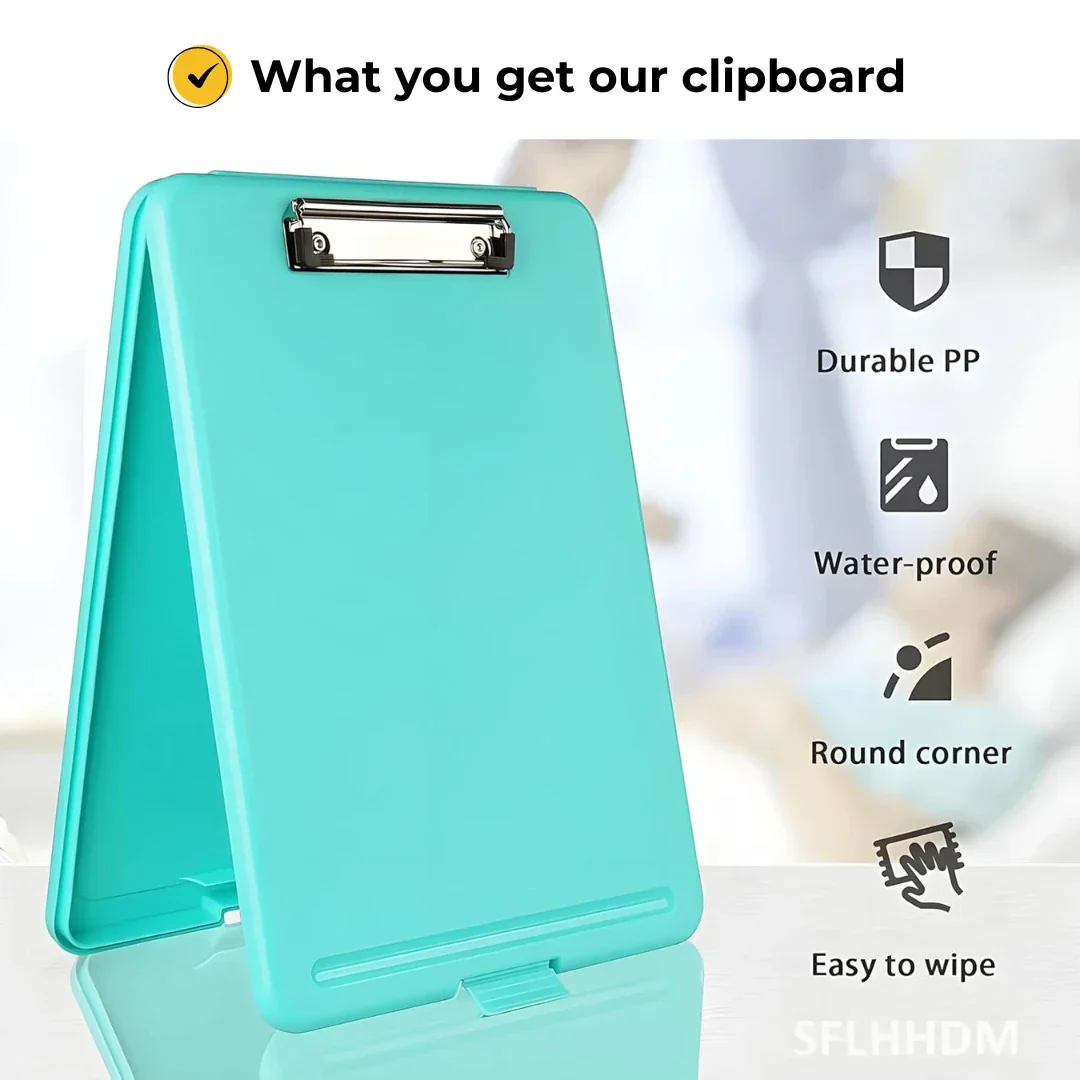 Clipboard Paper Holder Storage Writing Pad with Storage Plastic Clipboard Ideal for Office, Nurse, Students, Teachers, Sales - Image 7