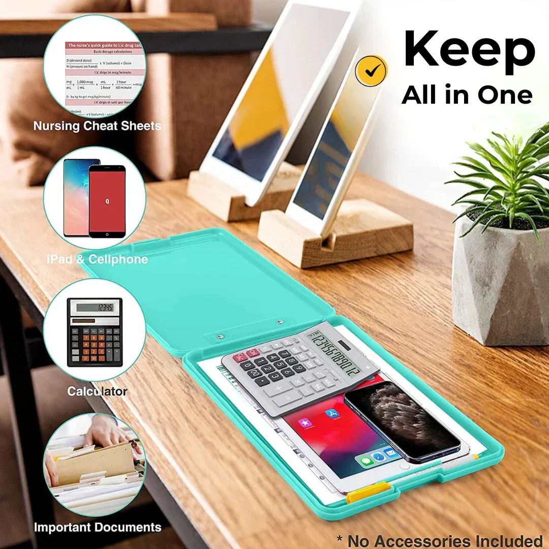 Clipboard Paper Holder Storage Writing Pad with Storage Plastic Clipboard Ideal for Office, Nurse, Students, Teachers, Sales - Image 9