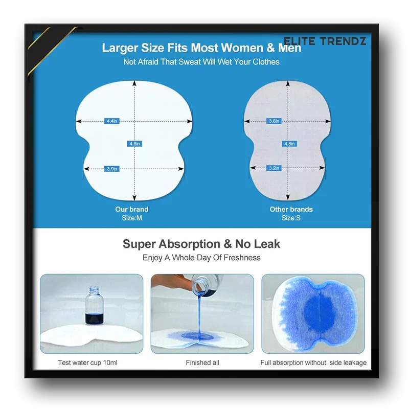 Elite Sweat Absorber Stain Proof Underarm Pads for Women & Men with Anti-Bacterial technology & Odour Control - Image 5