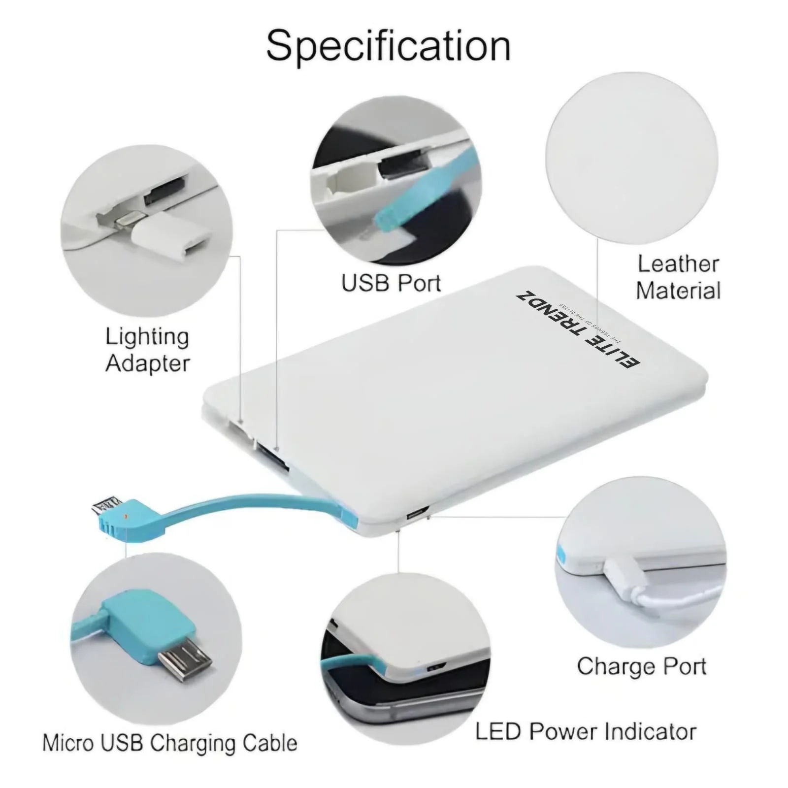 Slimmest Portable Pocket Size 4000 MAH Charge Bank with Type C, Micro USB and Iphone slots - 1 Year Warranty - Image 3