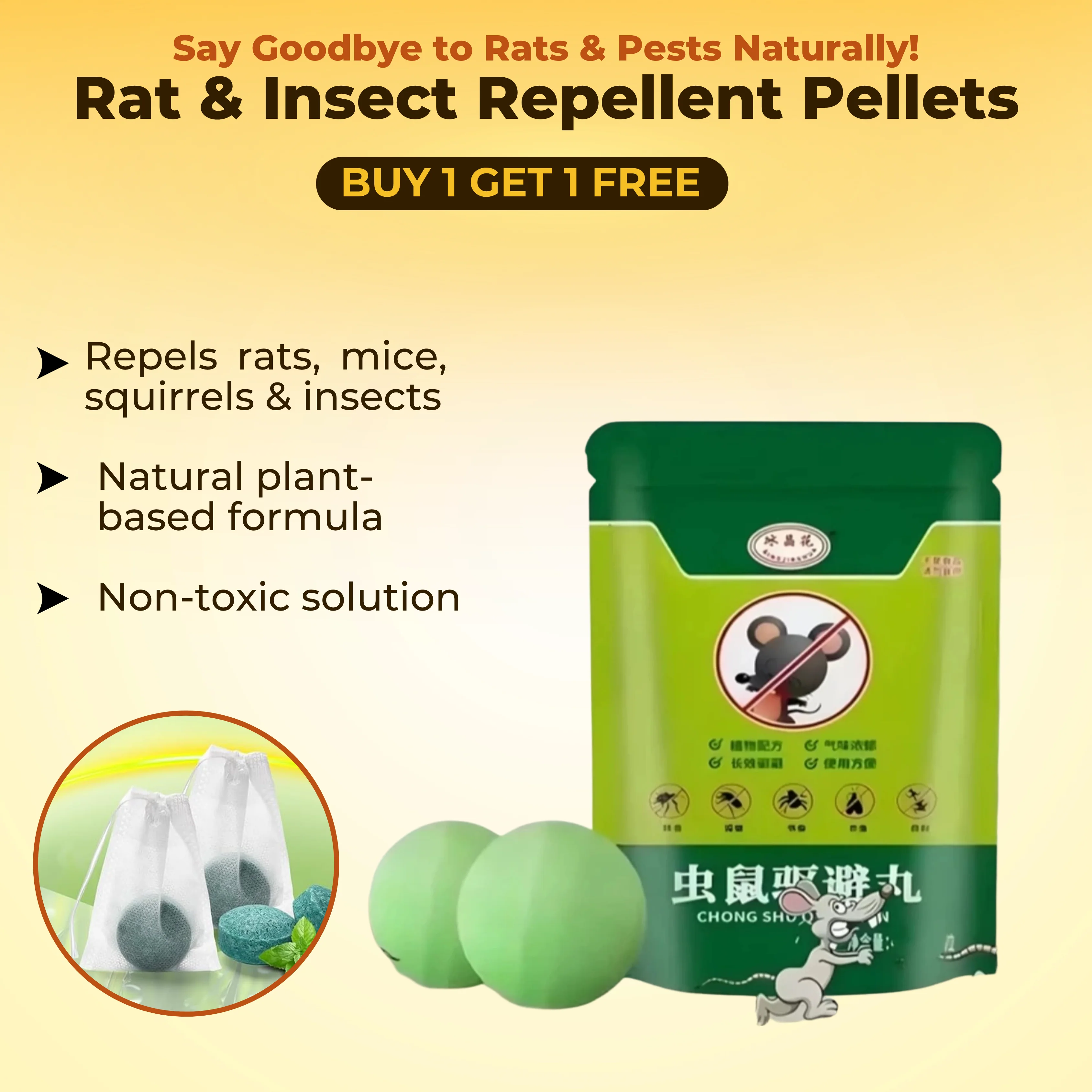 Rats & Insect Repellent Pellets - BUY 10 GET 10 FREE ( The Only Pest control you need for your home)