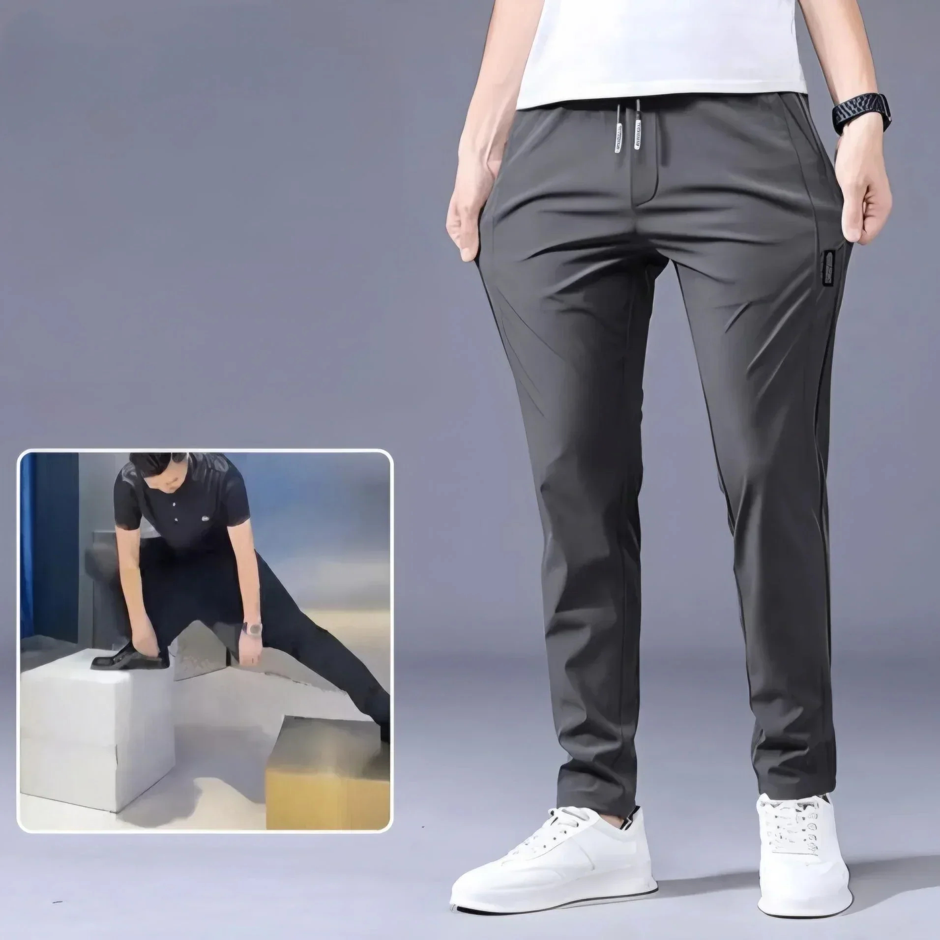 ELITEPRO™ COMBO OF 2 REGULAR FIT WATERPROOF LYCRA TRACK PANT WITH TWO SIDE POCKETS (BLACK & GREY) - WHOLESALE RATE - Image 7