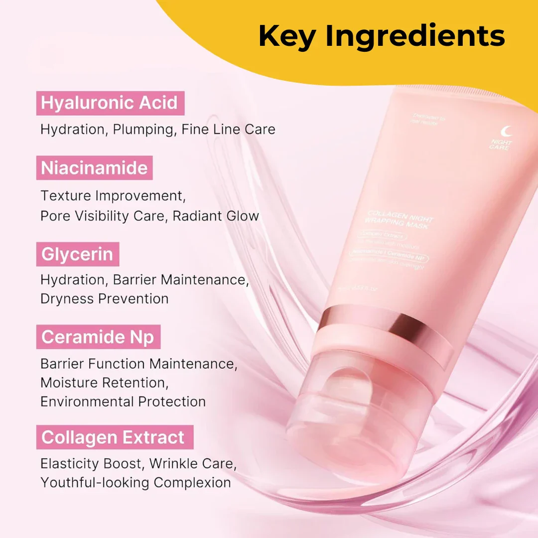 ELITEPRO™ Korean Collagen Night Wrapping Peel Off Mask - 50ml Gel - Image 7