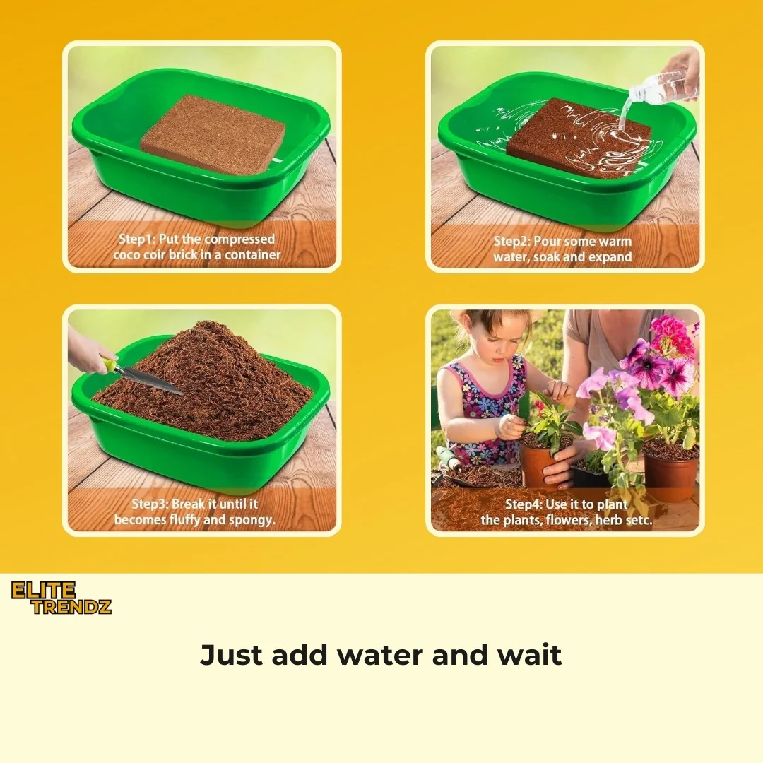 ELITEPRO™ Organic Coco Coir Brick - Potting Soil Mix for Plants- Pack OF 2 Bricks (200 gm each) - Image 2