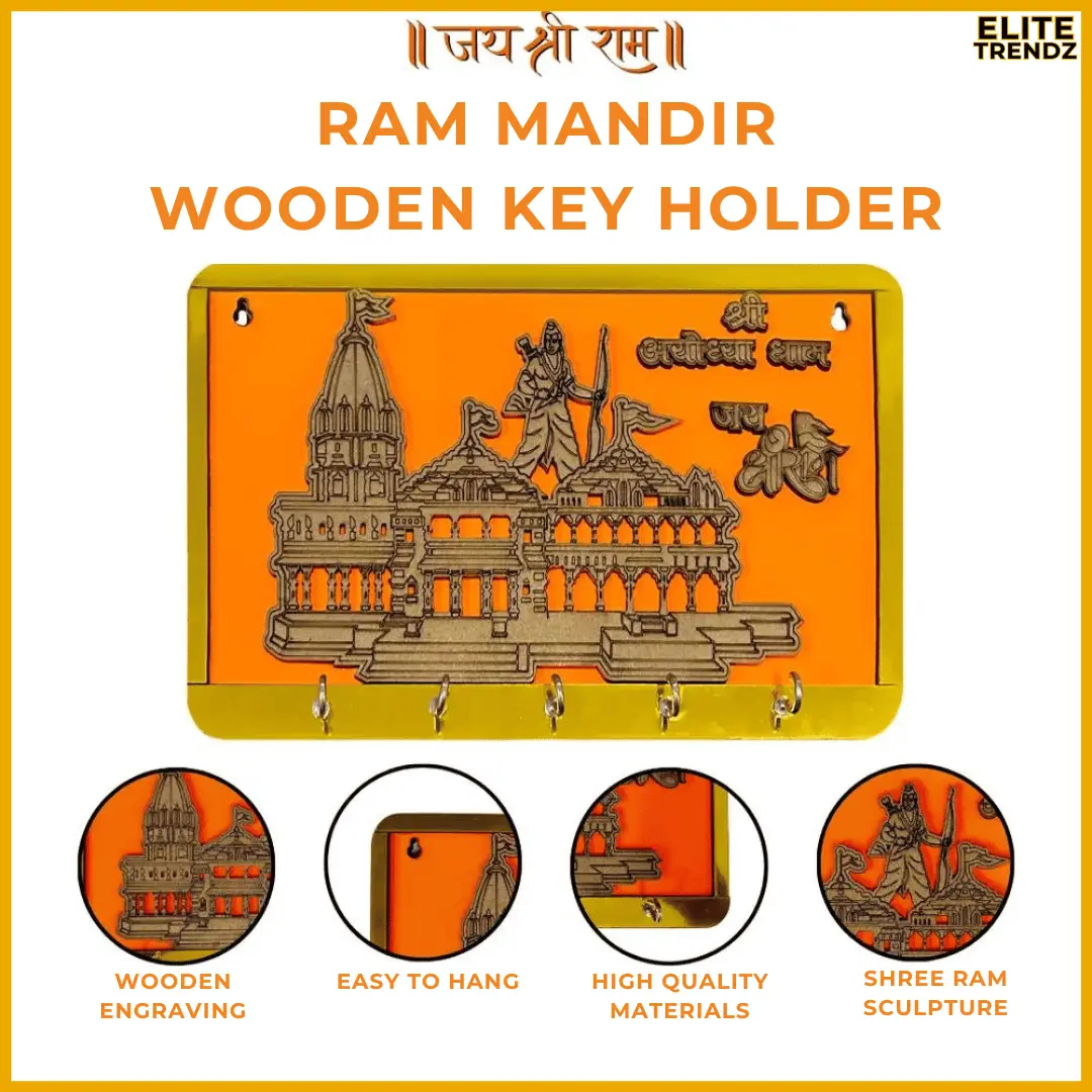 ELITEPRO™ RAM MANDIR WOODEN KEY HOLDER - Image 2