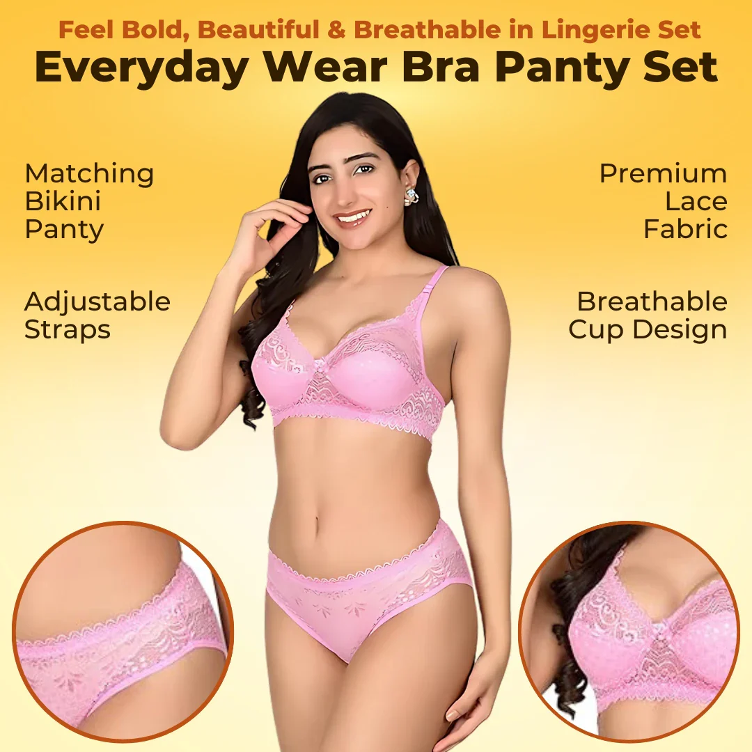 Everyday Wear Lingerie Set - Cotton Front Open Bra + Seamless No Panty Lines Underwear Set For Women - Image 2