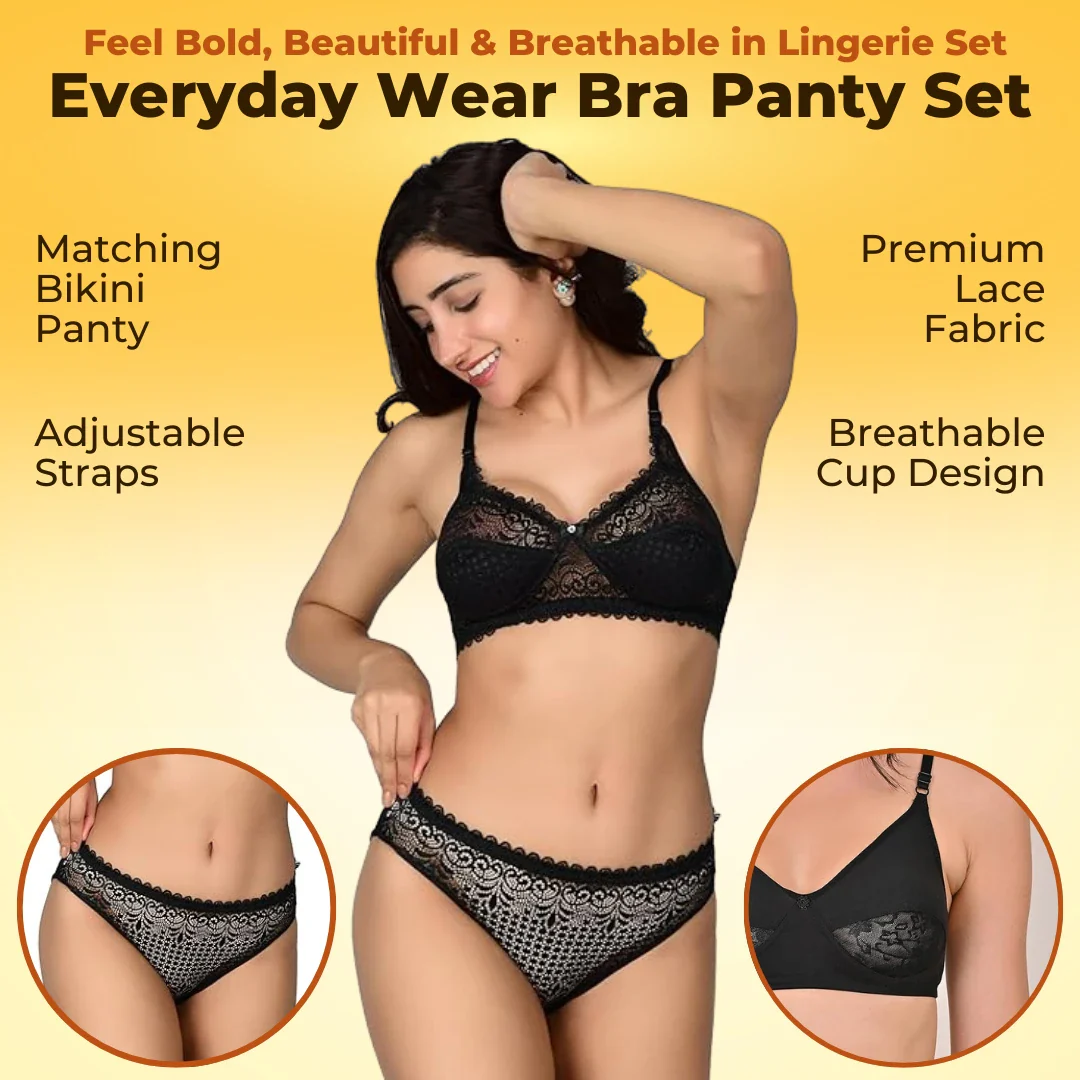 Everyday Wear Lingerie Set - Cotton Front Open Bra + Seamless No Panty Lines Underwear Set For Women - Image 3