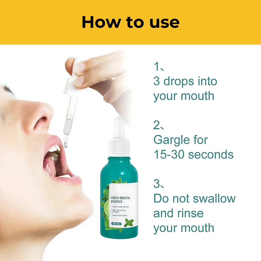 Fresh Breath Essence Breath Care Drop 30ml, Bad Breath Eliminating Serum, Fresh Breath Oral Care Essence, Natural Breath Freshening Drops, With Mint Oil Breath Freshener Bad Breath Eliminating - Image 4
