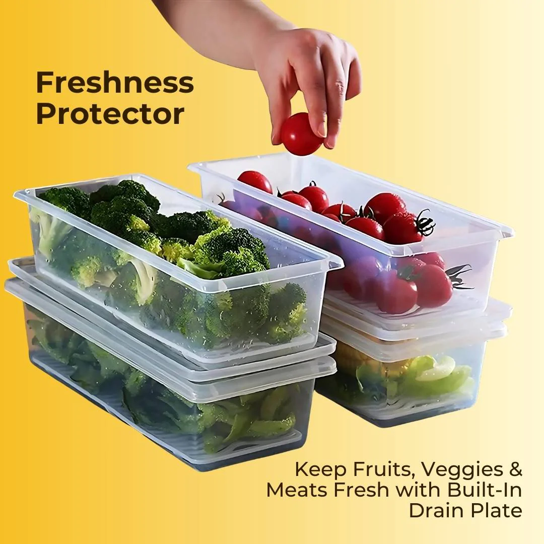 Fridge Storage Container with Drain Plate with Free Kitchen Stickers - Image 3