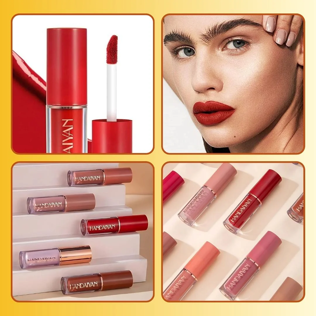 Elite Handaiyan 12 Colors Liquid Lipstick Set of 12 With FREE Nail Paint 6 pcs ( FREE Nail Paint Color Pink Red White Black Mehroon Green ) - Image 5