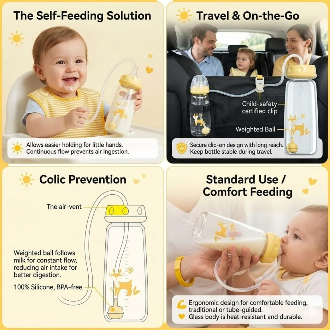 Hands-Free Baby Feeding Bottle - 150ml - Image 8