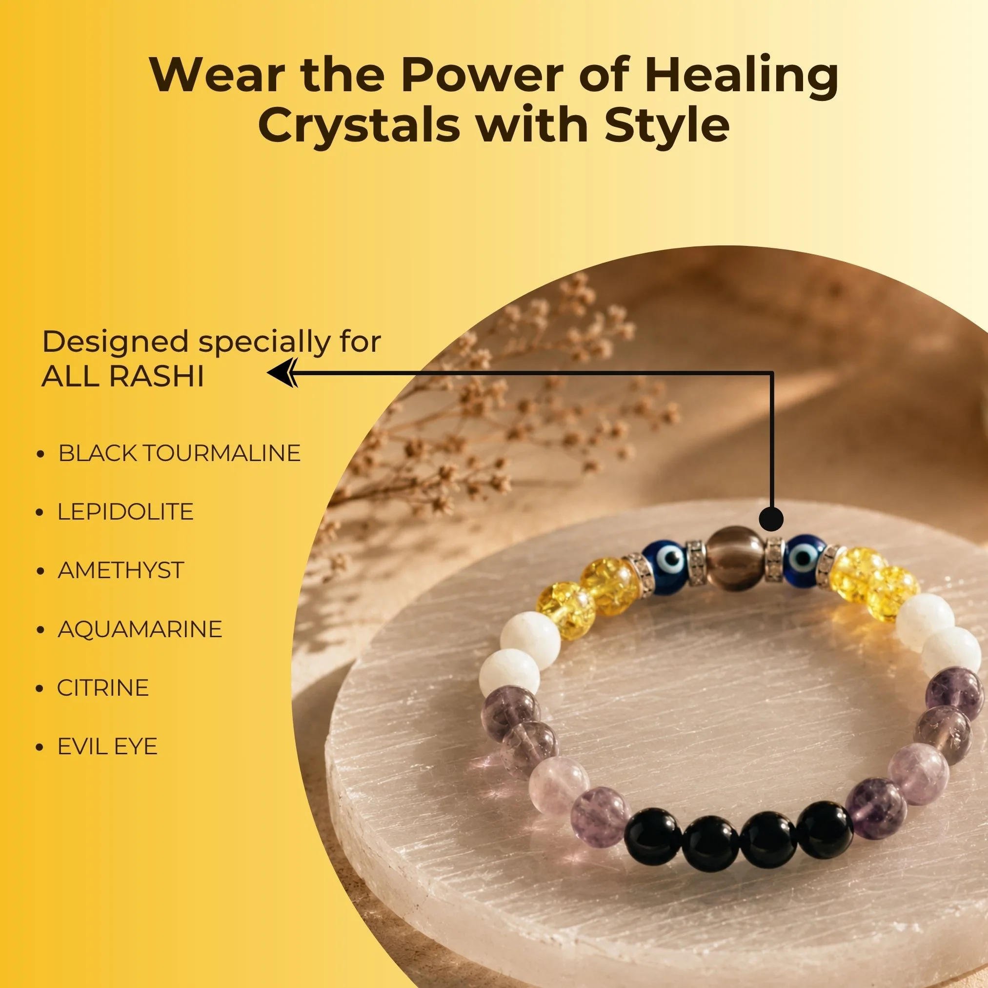 Original Stones Hematite Rashi Bracelet With Verified Lab Certificate Card - Image 3