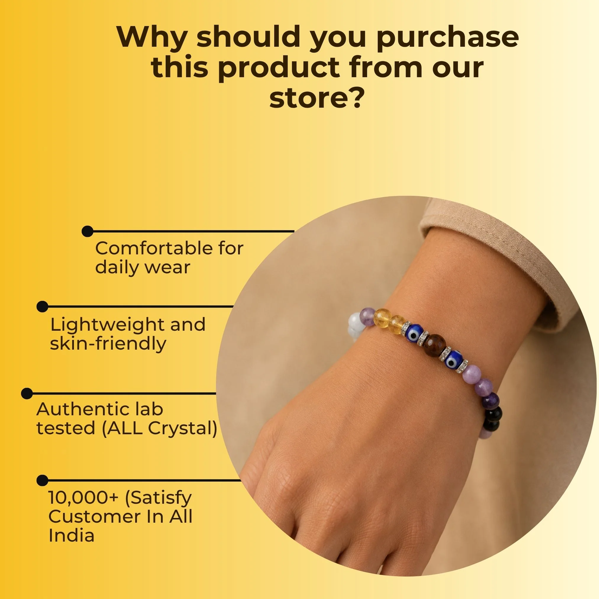 Original Stones Hematite Rashi Bracelet With Verified Lab Certificate Card - Image 6