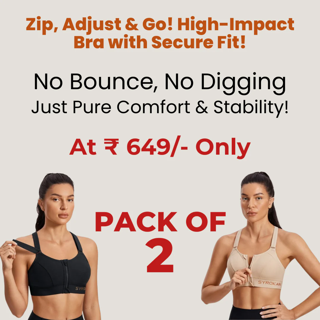 High Impact Zip Up Front Cross Back Bra - (Pack af 2) Adjustable Size (MultiColor) - Image 10