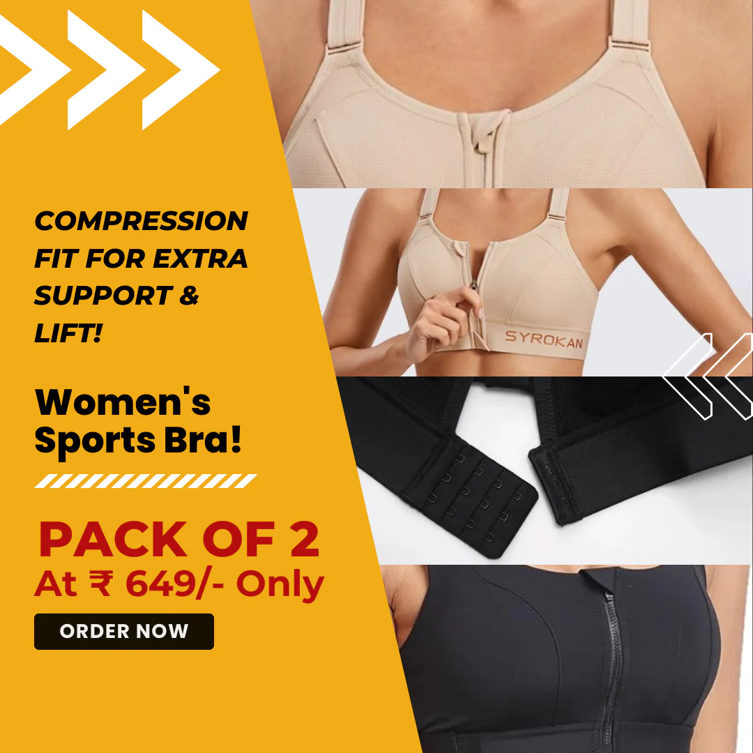 High Impact Zip Up Front Cross Back Bra - (Pack af 2) Adjustable Size (MultiColor) - Image 2