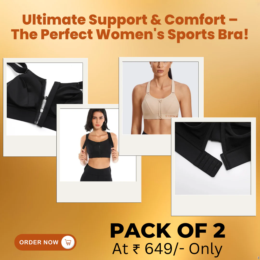High Impact Zip Up Front Cross Back Bra - (Pack af 2) Adjustable Size (MultiColor) - Image 3