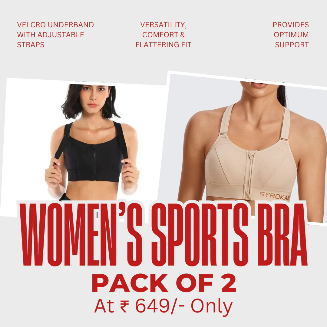 High Impact Zip Up Front Cross Back Bra - (Pack af 2) Adjustable Size (MultiColor) - Image 6