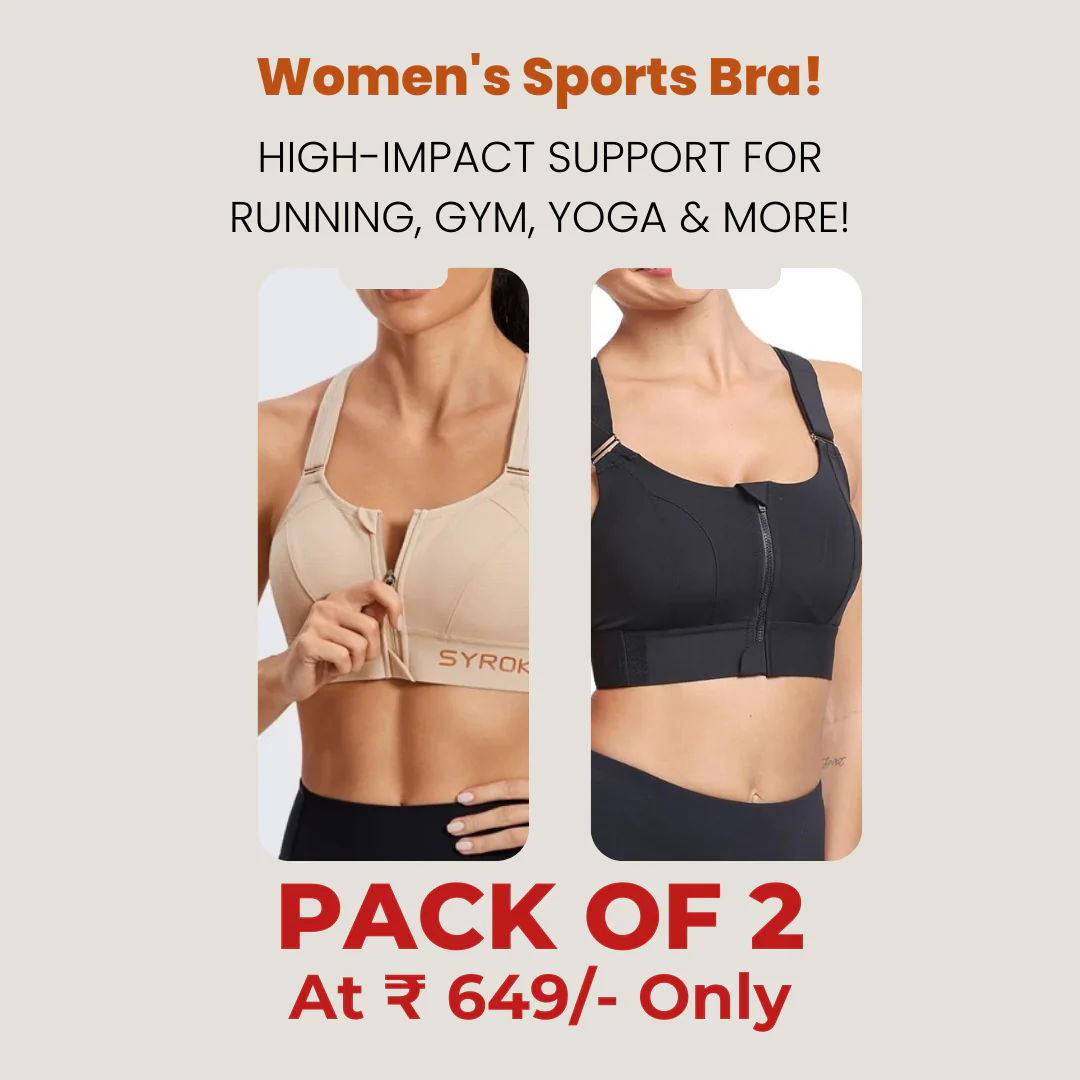 High Impact Zip Up Front Cross Back Bra - (Pack af 2) Adjustable Size (MultiColor) - Image 9