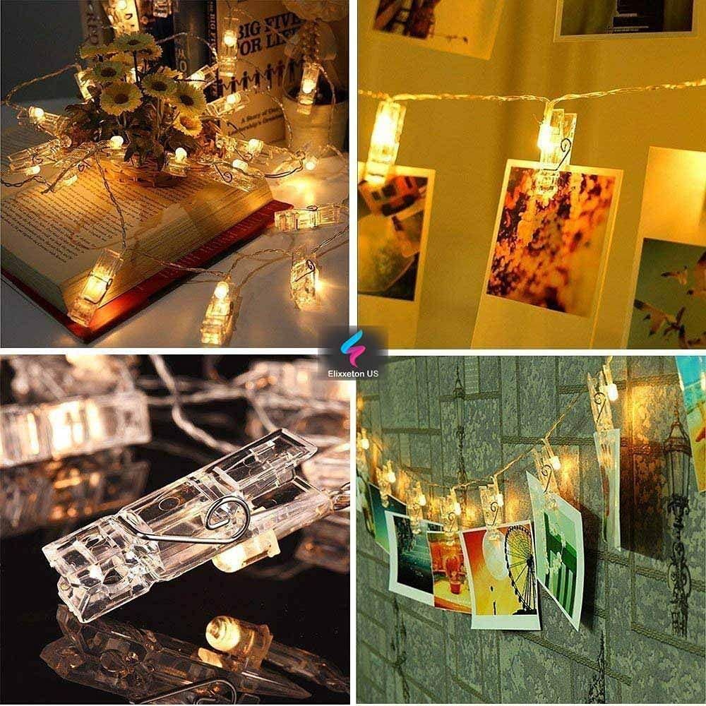 ELITEPRO™ Home 16 LED Photo Clip String Lights for Hanging Photos Cards - Image 6