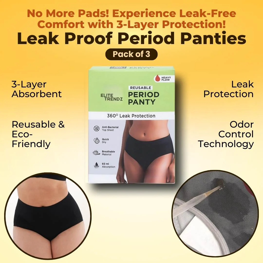 Leak Proof Underwear For Regular Everyday Leaks & Period Leaks - Pack Of 3 - Image 2