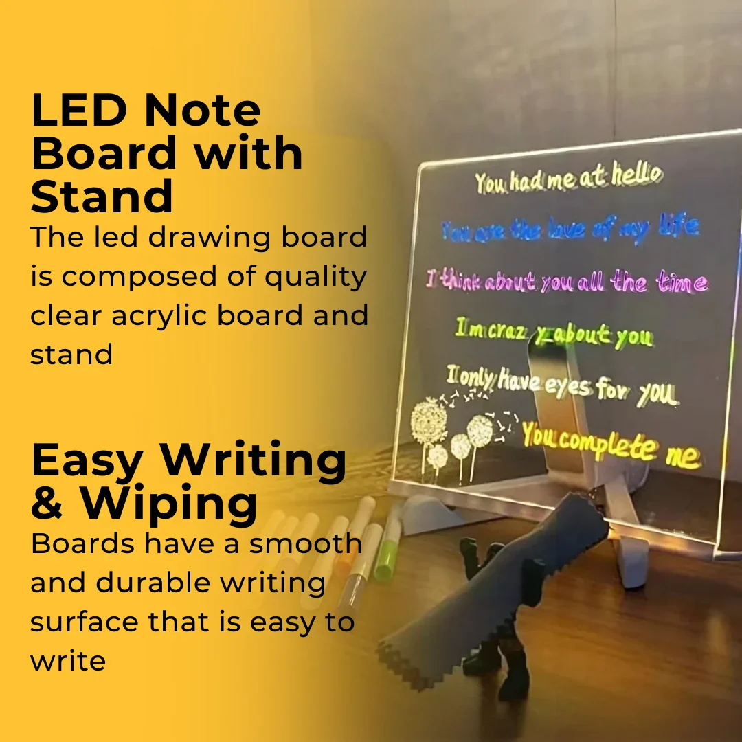 LED Rewritable Acrylic Message board with stand + 14 Multi Colored Pen FREE - Image 3