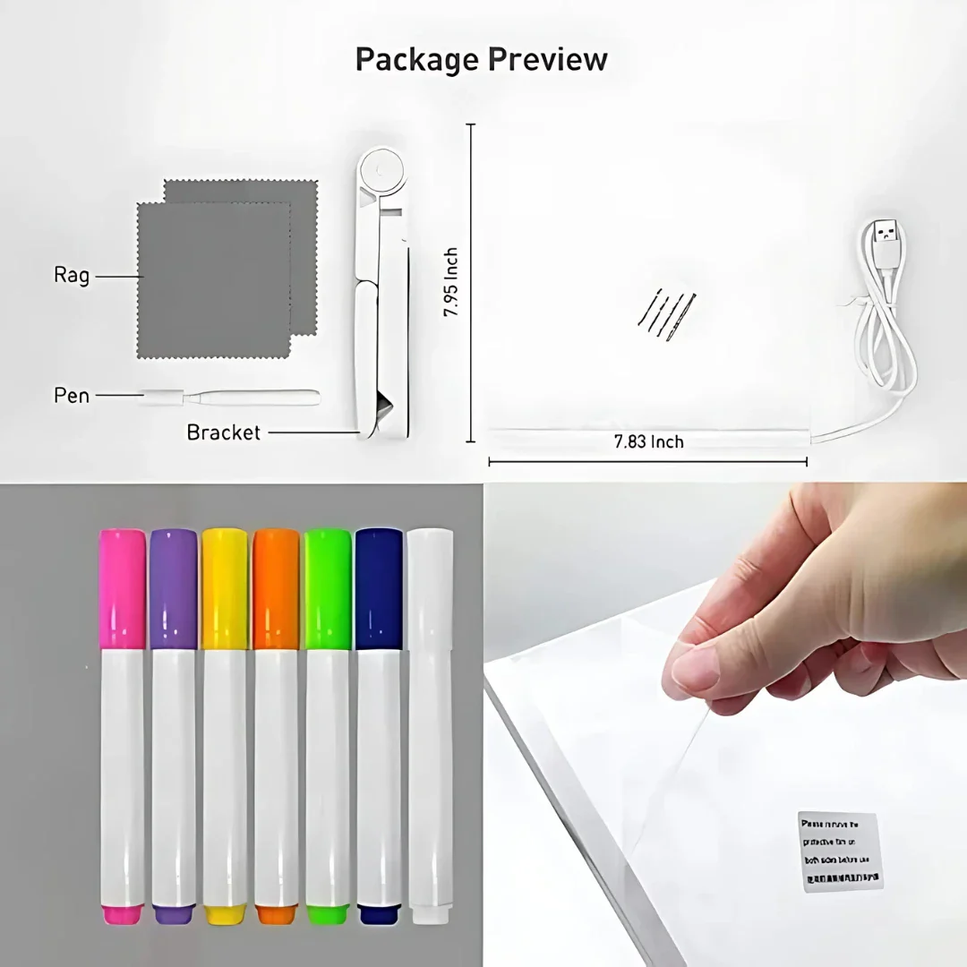 LED Rewritable Acrylic Message board with stand + 14 Multi Colored Pen FREE - Image 9