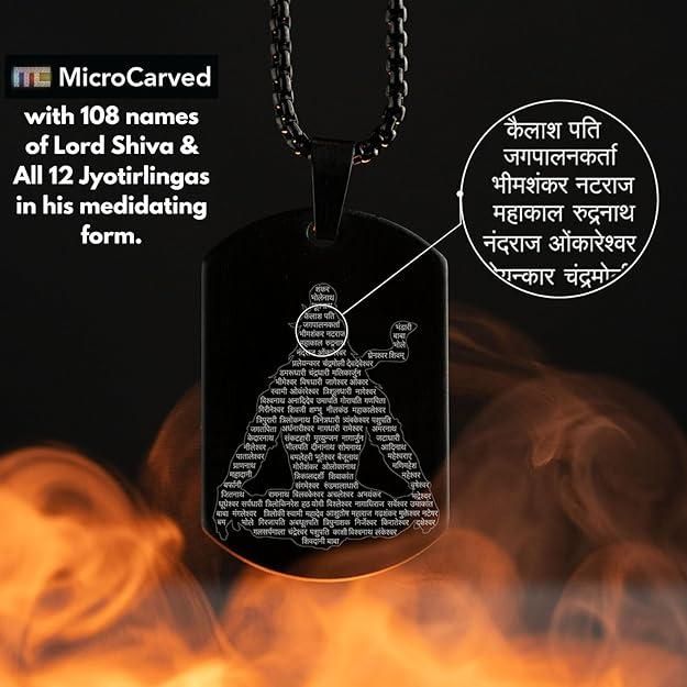 Mahadev Jyotirling Tag Stainless Steel Chain Locket For Men - Image 2