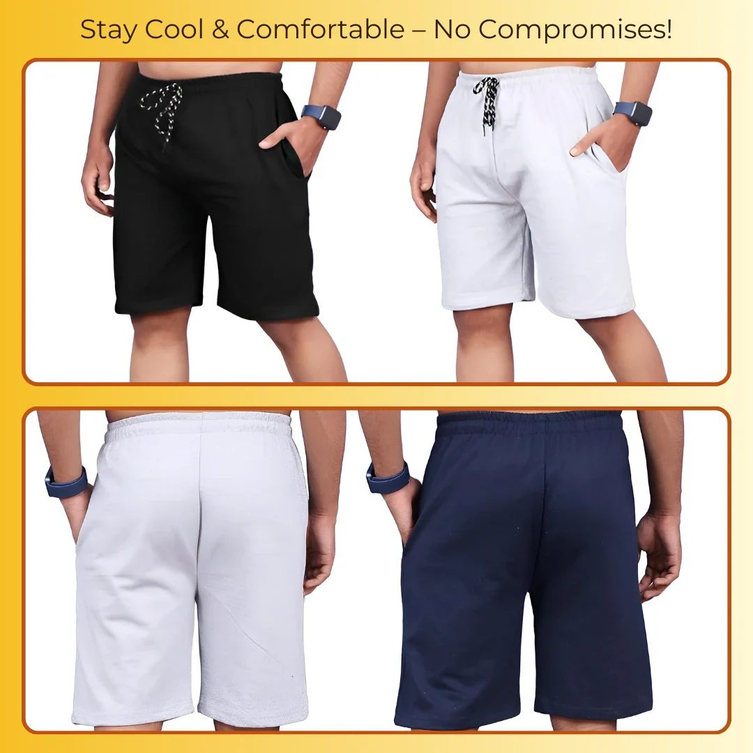 Pack of 4 Men's Stretchable Cotton Shorts - Image 5