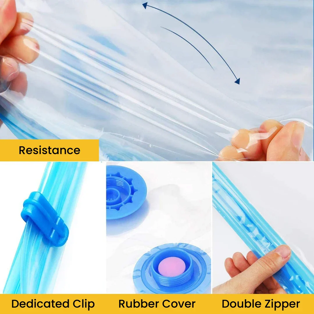 Reusable Vacuum Storage Space Saver Bags (Pack of 5) with Vacuum Pump - Image 3
