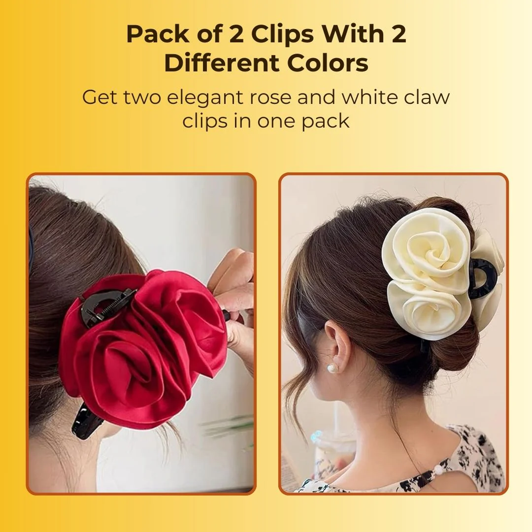 Rose Hair Clip Pack of 2 (1 White & 1 Red) - Image 2