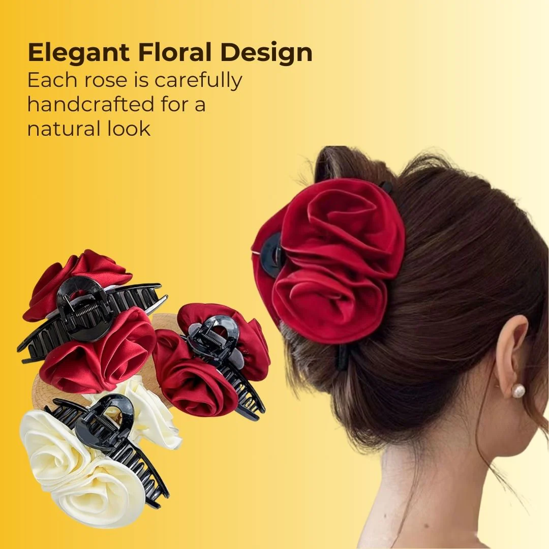 Rose Hair Clip Pack of 2 (1 White & 1 Red) - Image 3