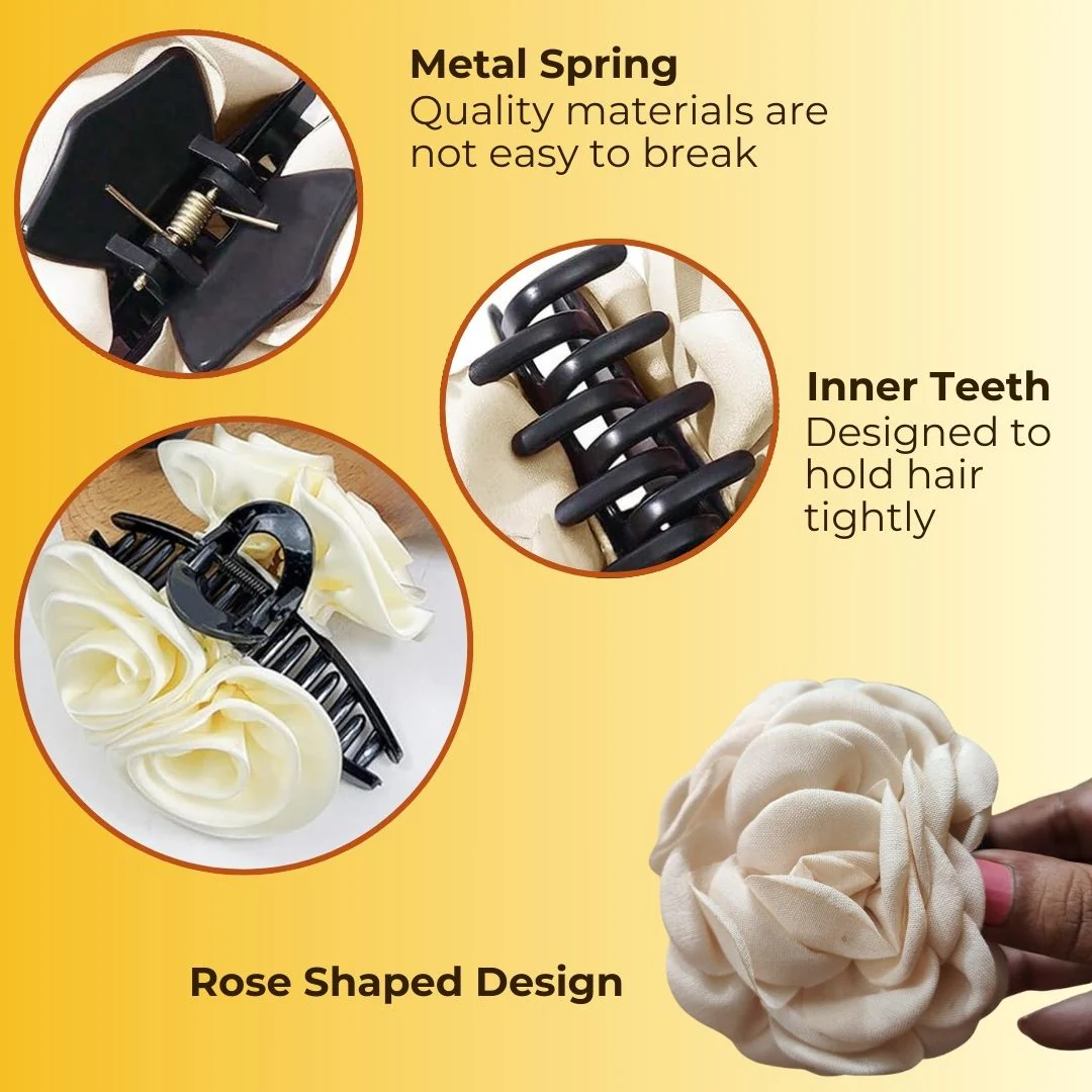 Rose Hair Clip Pack of 2 (1 White & 1 Red) - Image 4