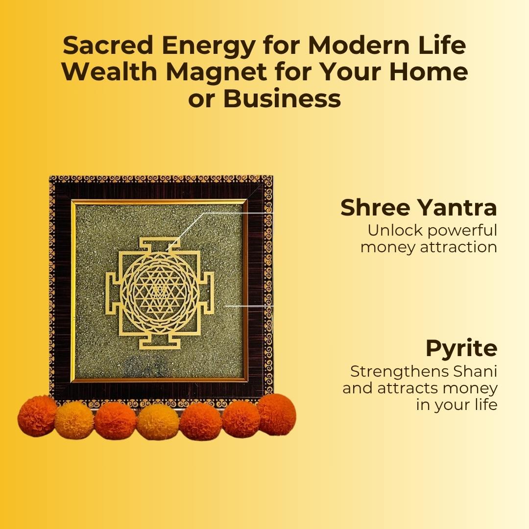 Siddh Shree Yantra on Raw Pyrite Frame - Image 2