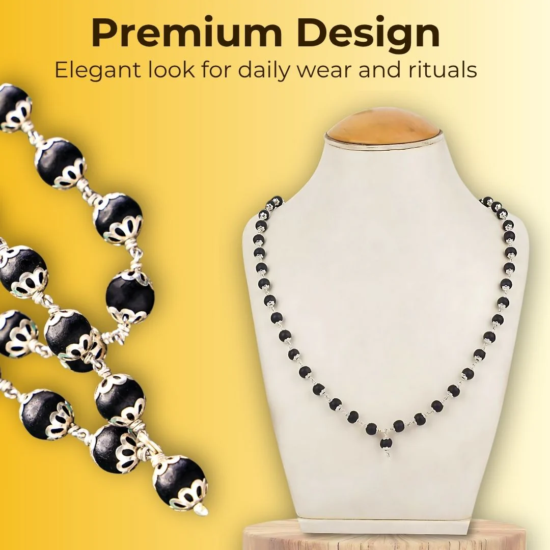 Silver Capped Karungali Mala - Image 2