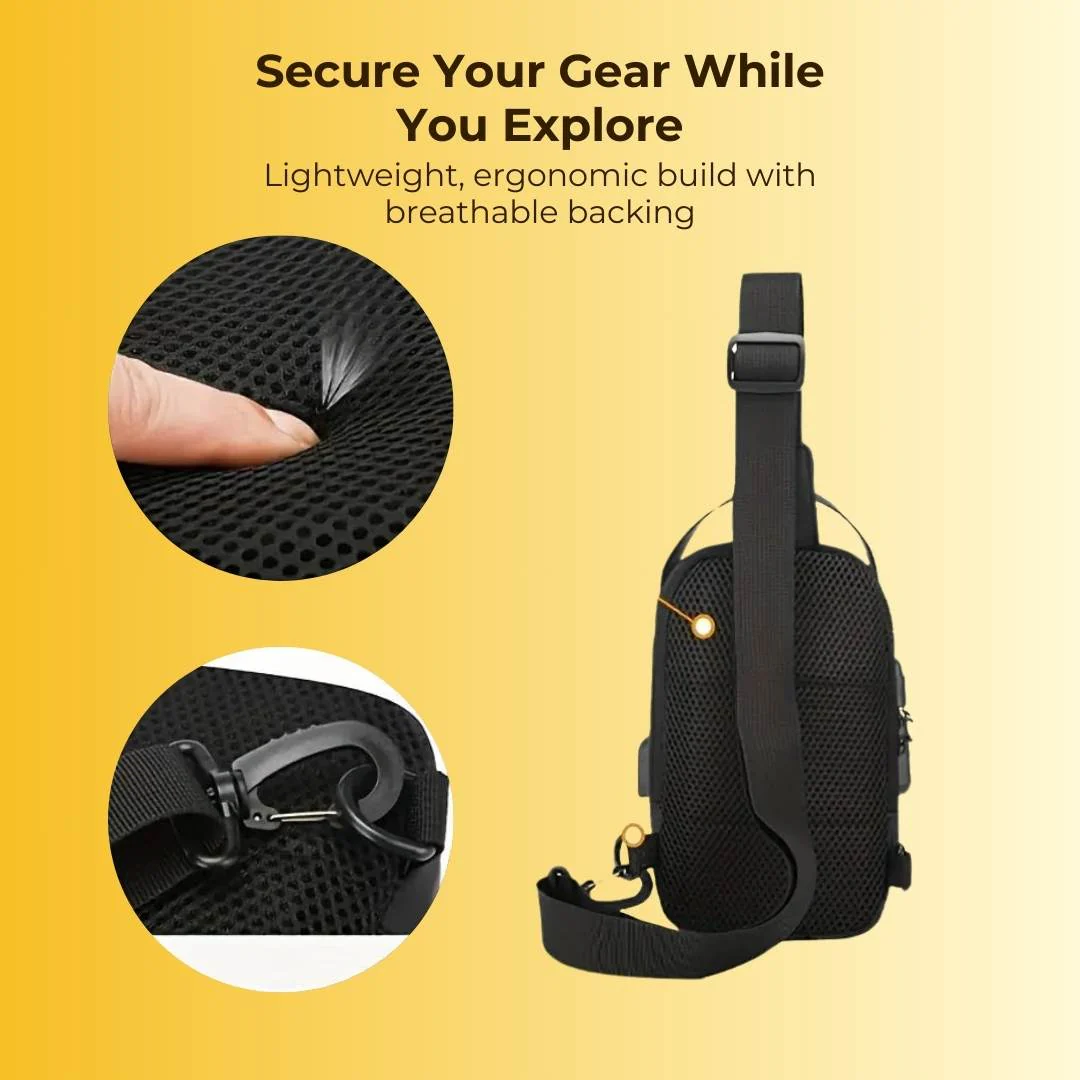Anti-Theft Sling Travel Bag Pack With USB Charging & Waterproof Build - With FREE 4in1 USB Charging Cable - Image 4