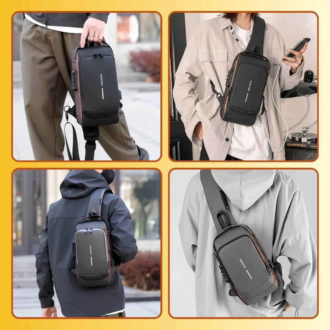 Anti-Theft Sling Travel Bag Pack With USB Charging & Waterproof Build - With FREE 4in1 USB Charging Cable - Image 6