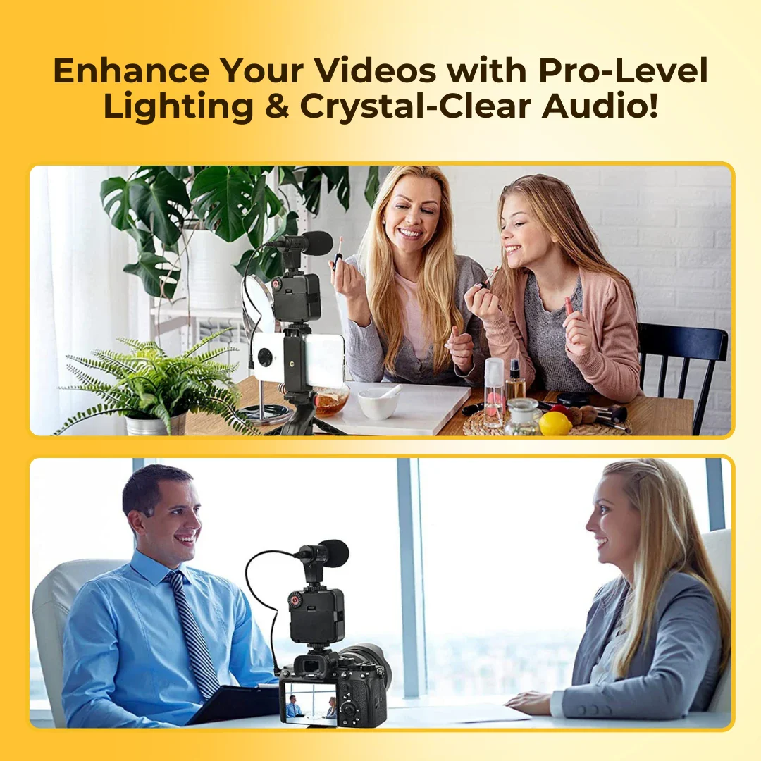 Smart Video Making Kit with Inbuilt Flood Light + Mic + Tripod - Image 4