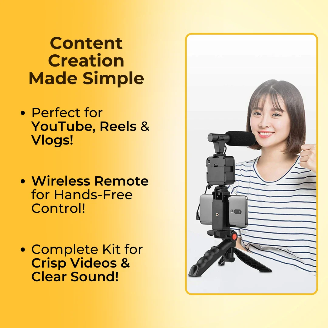 Smart Video Making Kit with Inbuilt Flood Light + Mic + Tripod - Image 5
