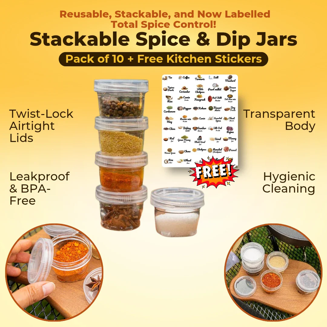 Stackable Spice Jars with Free Kitchen label Stickers - Image 2