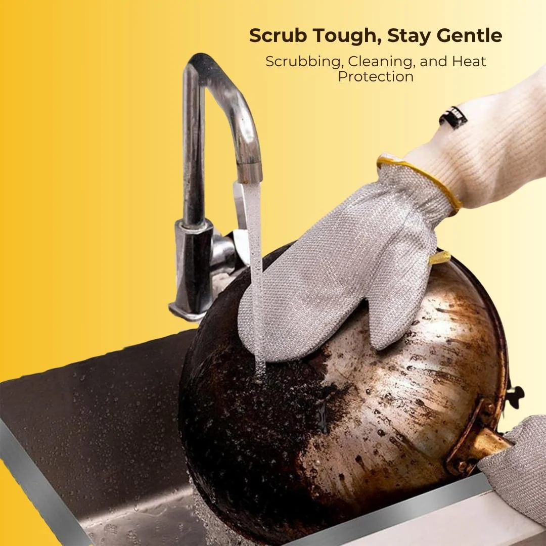 Steel Wire Dishwashing Glove - Pack Of 2 Pair - Image 3