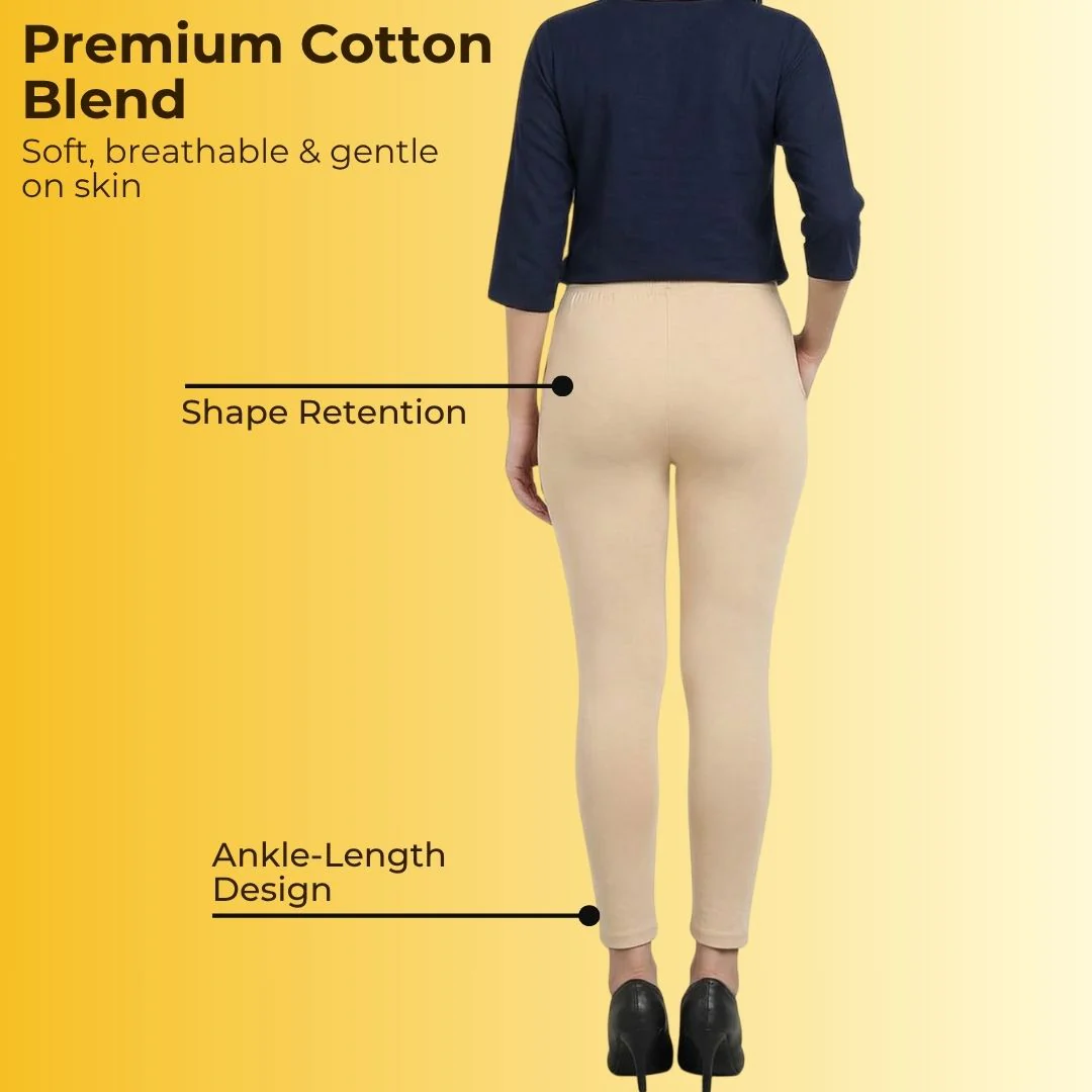 Stretchable Cotton Women Leggings - Pack Of 2 Sweat Absorbing Material For Summers - Image 2