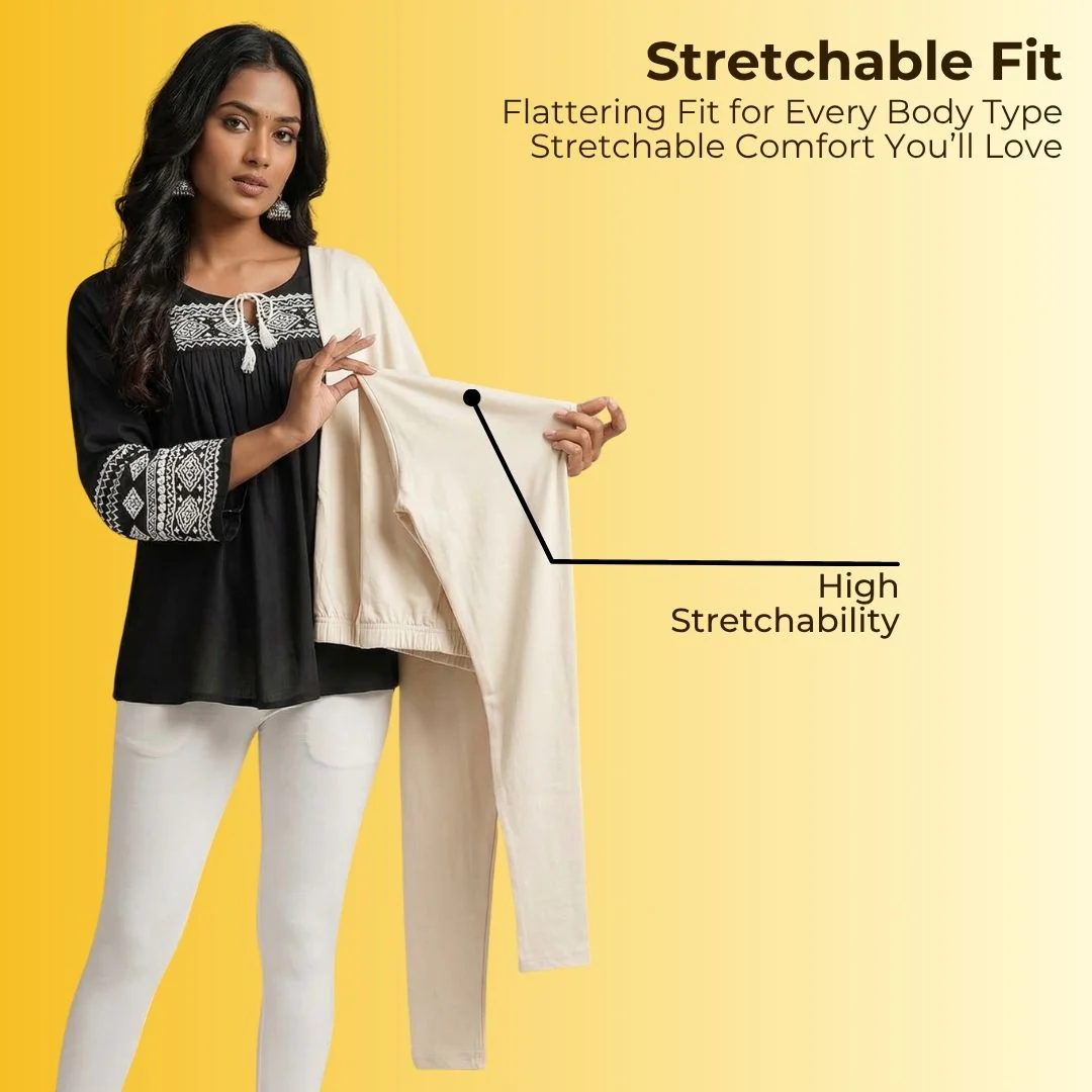 Stretchable Cotton Women Leggings - Pack Of 2 Sweat Absorbing Material For Summers - Image 3