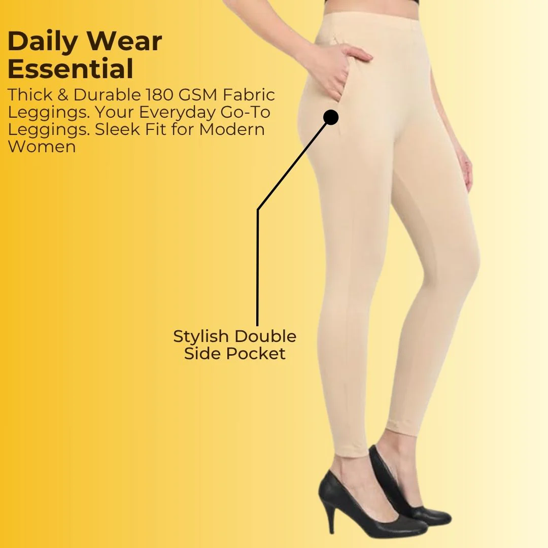 Stretchable Cotton Women Leggings - Pack Of 2 Sweat Absorbing Material For Summers - Image 4